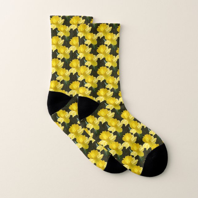 Yellow Spring Daffodila Floral Photography Pattern Socks (Pair)