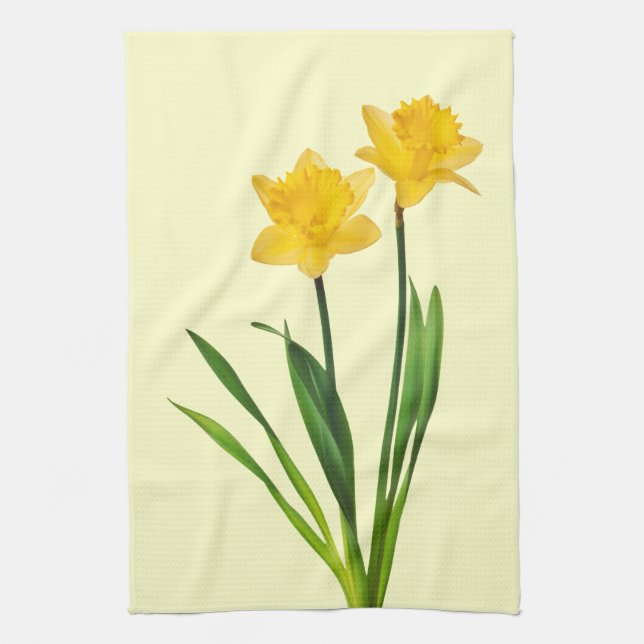 Yellow Spring Daffodils - Daffodil Template Tea Towel (Vertical)