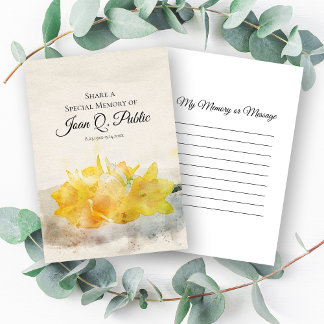 Yellow Spring Daffodils Share Memory Funeral  Card