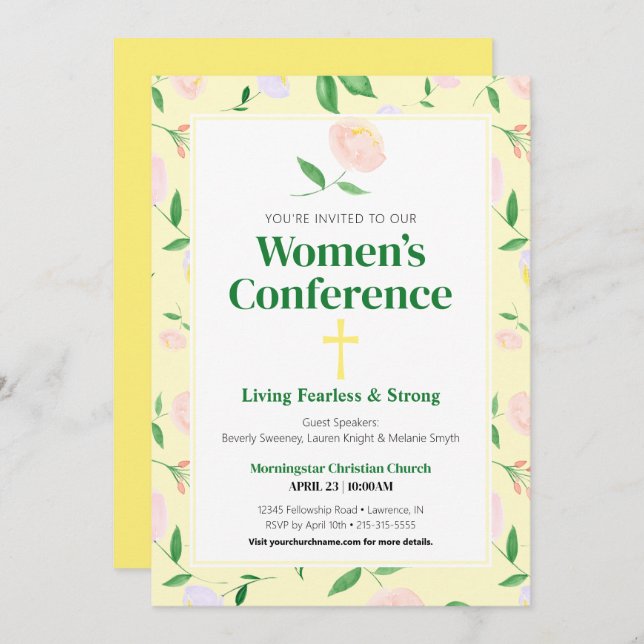 Yellow Spring Floral Women's Conference Invitation (Front/Back)