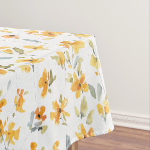 Yellow Spring Flower Watercolor Pattern Tablecloth