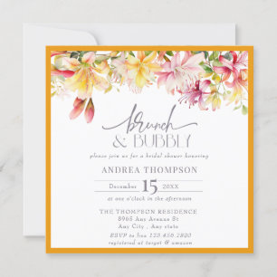 Yellow Spring Flowers Brunch Bubbly Bridal Shower Invitation