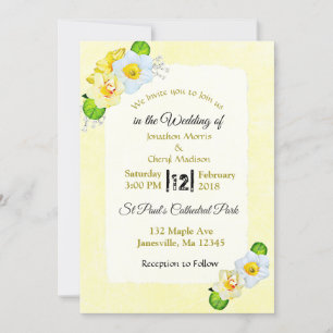 Yellow Spring Flowers Wedding Invitations