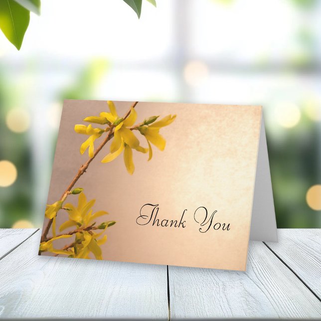 Yellow Spring Forsythia Flowers Thank You Note Card (Creator Uploaded)