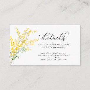 Yellow Spring Mimosa Flowers Wedding Details Enclosure Card