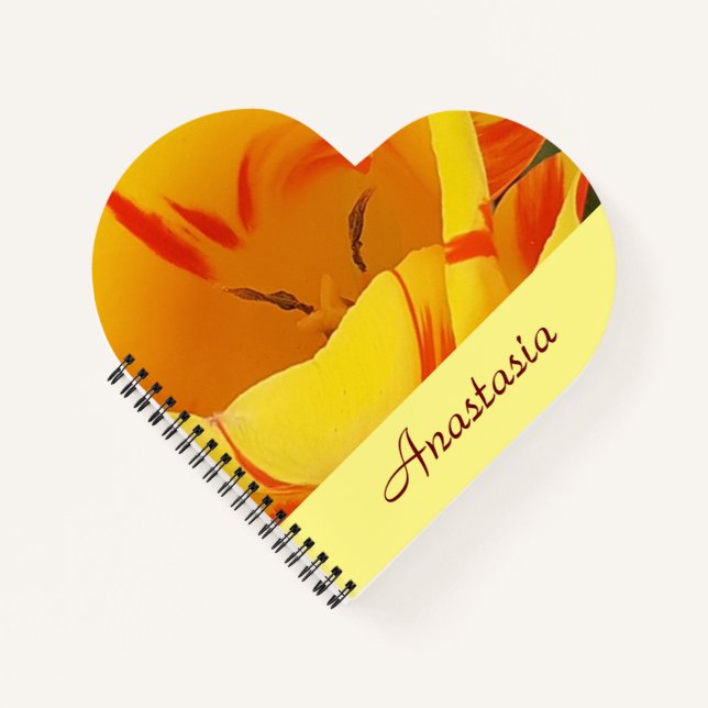 Yellow Spring Tulip Heart Notebook (Front)