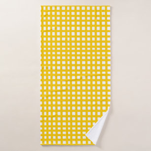 yellow square mesh grid  bath towel