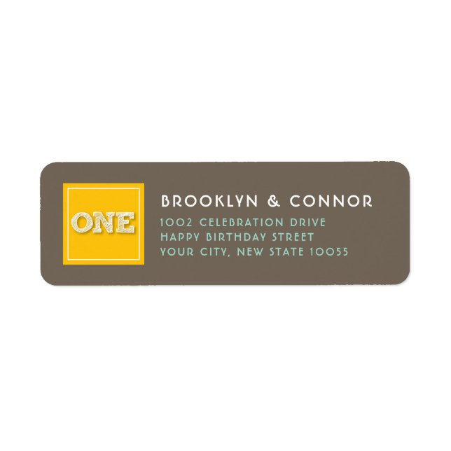 Yellow Square Sketch ONE Twins Birthday Party (Front)