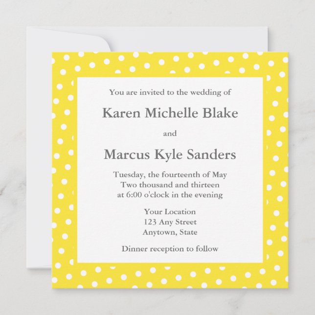 Yellow Square Wedding Invitations or Announcements (Front)