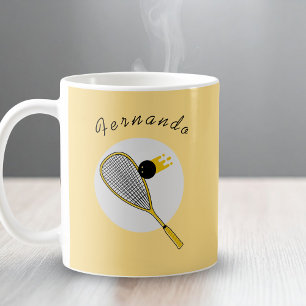 Yellow Squash Racketball Player Coach Custom Name Coffee Mug