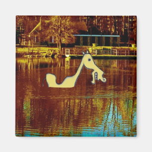 Yellow Stallion taking a Bath Magnet