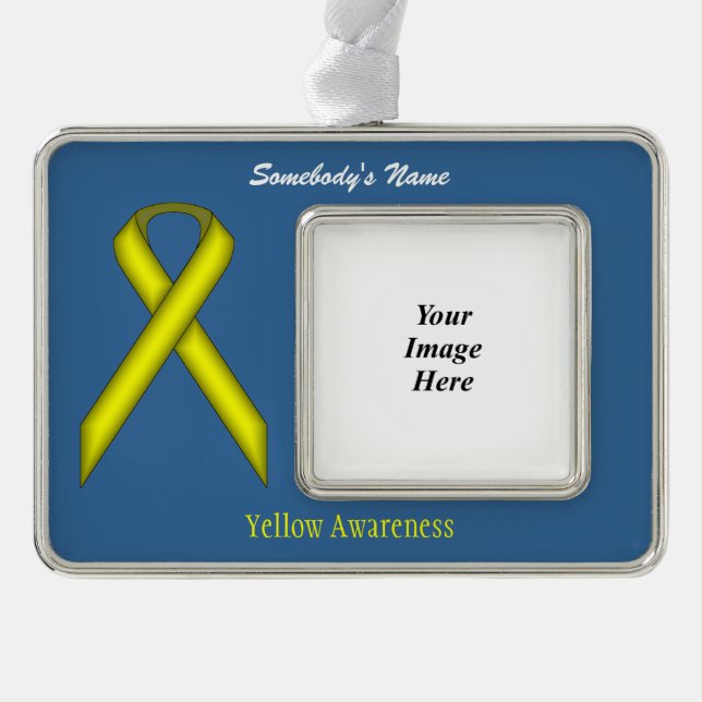 Yellow Standard Rbn Tmpl(H-O) by Kenneth Yoncich Silver Plated Framed Ornament (Front)