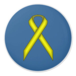 Yellow Standard Ribbon by Kenneth Yoncich Ceramic Knob