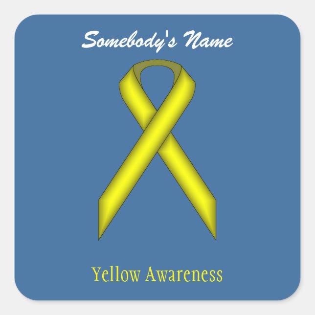 Yellow Standard Ribbon Square Sticker (Front)