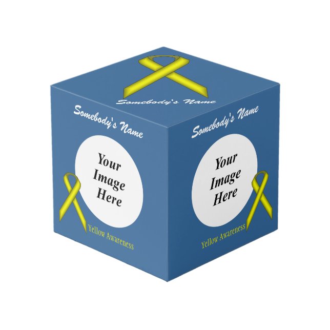 Yellow Standard Ribbon Template by Kenneth Yoncich Cube (Front Angled)