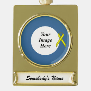 Yellow Standard Ribbon Template by Kenneth Yoncich Gold Plated Banner Ornament