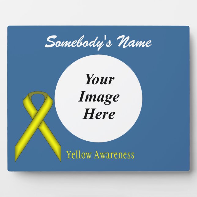 Yellow Standard Ribbon Template by Kenneth Yoncich Plaque (Front)