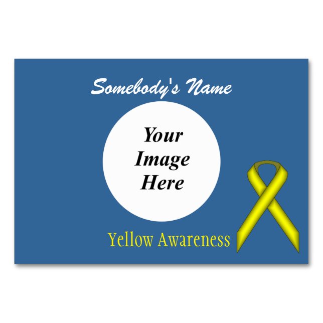 Yellow Standard Ribbon Template by Kenneth Yoncich Table Number (Front)