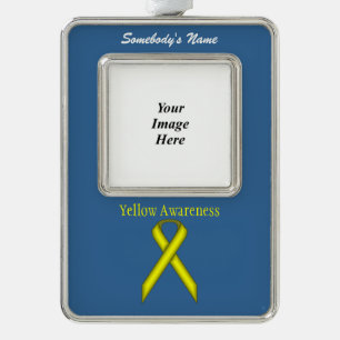Yellow Standard Ribbon Tmpl(V-O)by Kenneth Yoncich Silver Plated Framed Ornament