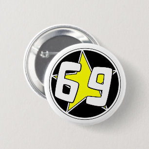 Yellow Star 69  6 Cm Round Badge