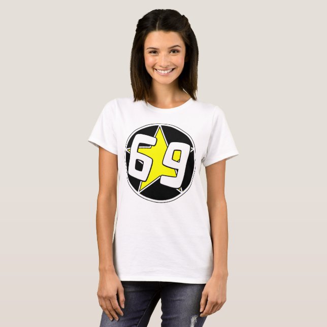 Yellow Star 69  T-Shirt (Front Full)