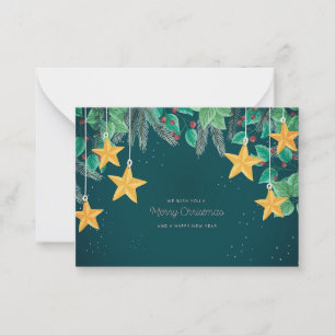 Yellow Star And Leaves Card