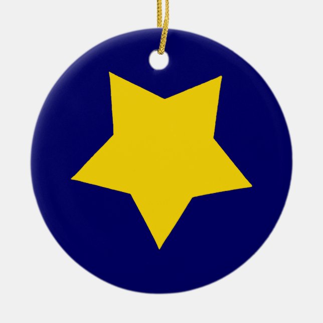 Yellow Star Ceramic Tree Decoration (Front)