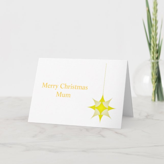 Yellow Star Design Mother Christmas Card (Front)