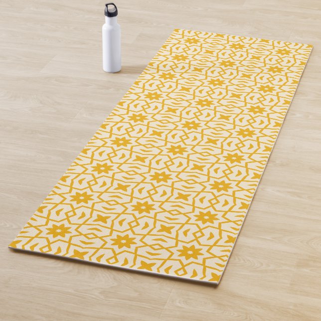 Yellow Star Flower Pattern Yoga Mat (In Situ)