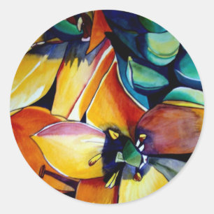 Yellow Star of Bethlehem flower watercolor art Classic Round Sticker