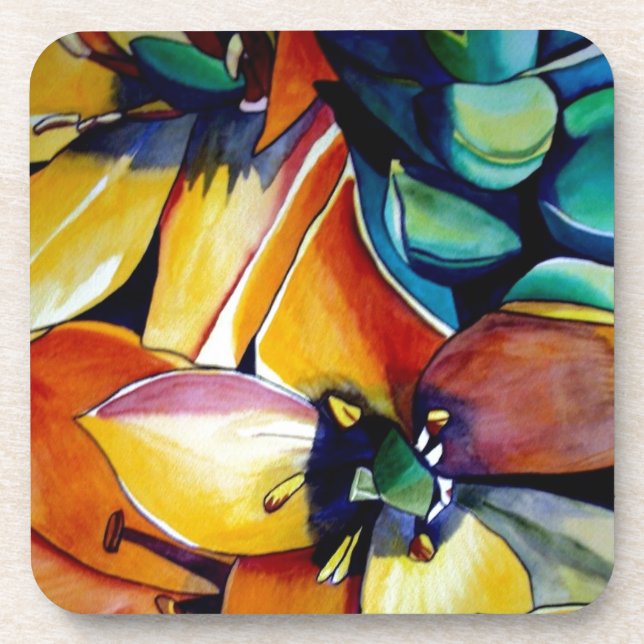 Yellow Star of Bethlehem flower watercolor art Coaster (Front)