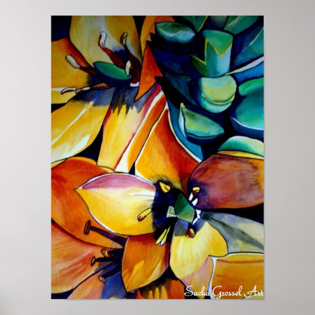 Yellow Star of Bethlehem flower watercolor art Poster (Front)