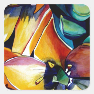 Yellow Star of Bethlehem flower watercolor art Square Sticker