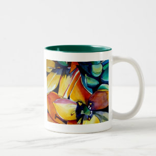 Yellow Star of Bethlehem flower watercolor art Two-Tone Coffee Mug