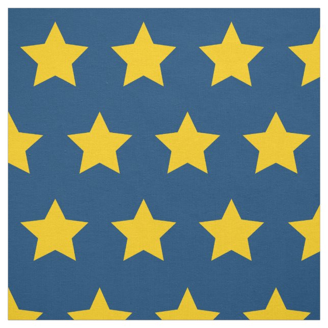 yellow star Pattern blue background Fabric (Swatch)