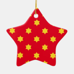 Yellow Star Pattern Ceramic Tree Decoration