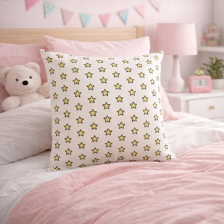 Yellow Star Pattern Half Drop Repeat Cushion