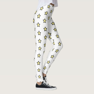 Yellow Star Pattern Minimalist Geometric Repeat  Leggings