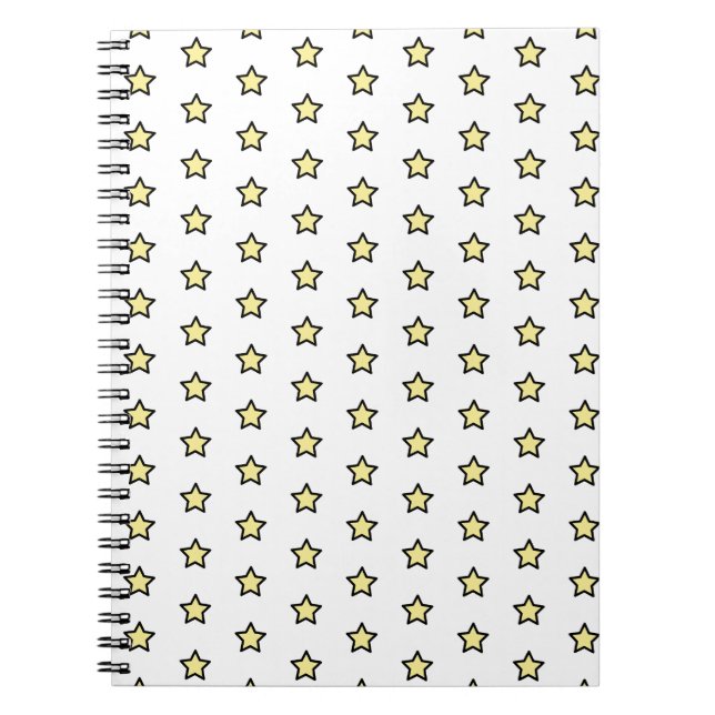 Yellow Star Pattern Minimalist Geometric Stars Notebook (Front)