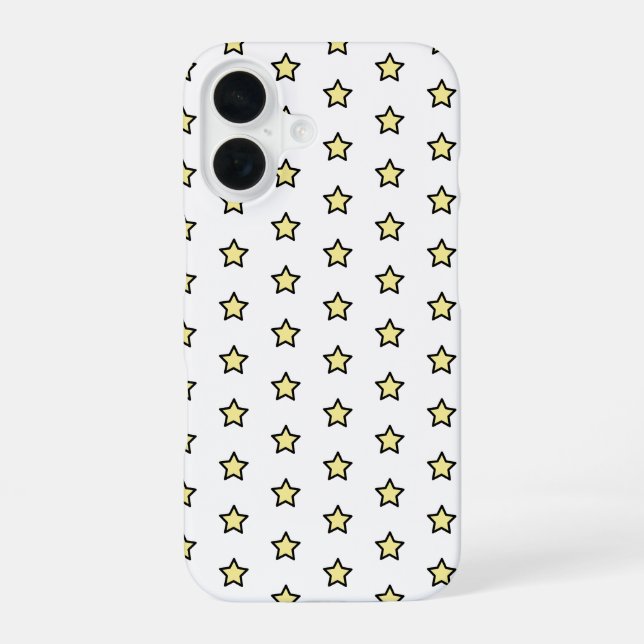 Yellow Star Pattern Minimalist Stars iPhone 16 Case (Back)