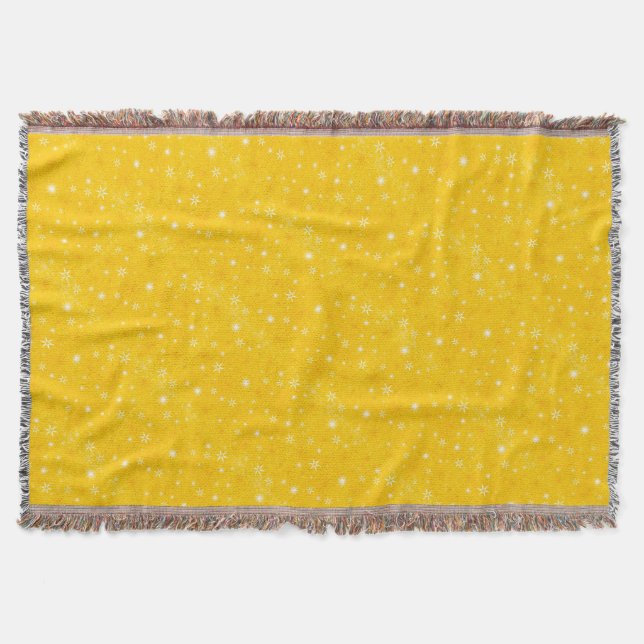 Yellow Star Pattern Woven Throw Blanket (Front)