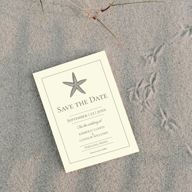 Yellow Starfish Monogram Photo Save The Date (Yellow Starfish Monogram Photo Save the Date)
