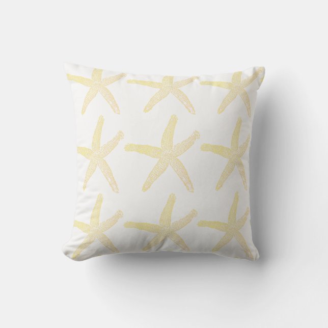 Yellow Starfish Pattern Beach Decor Gift Favour Cushion (Front)
