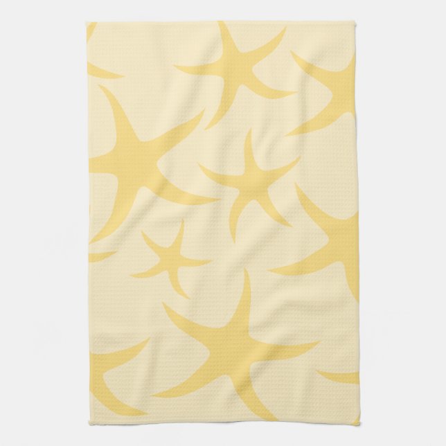 Yellow Starfish Pattern. Tea Towel (Vertical)
