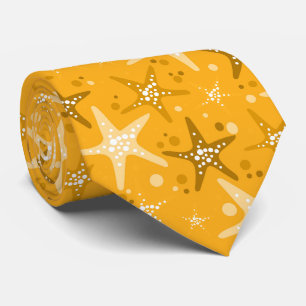 Yellow starfish pattern tie