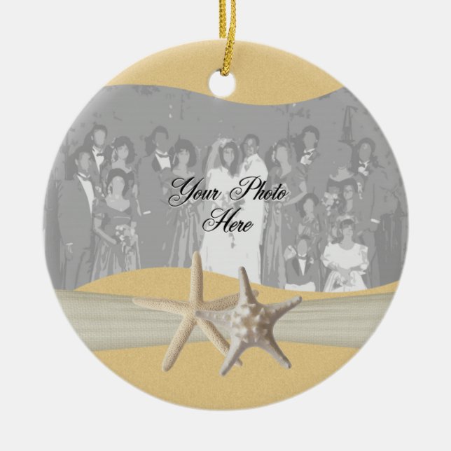 Yellow Starfish Photo Ceramic Tree Decoration (Front)