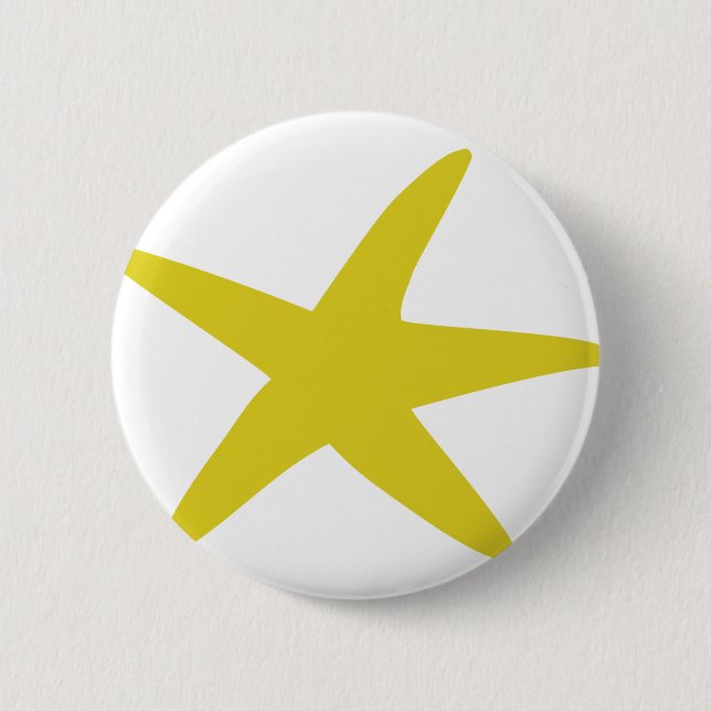 yellow starfish star 6 cm round badge (Front)