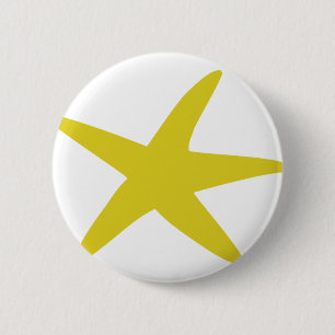 yellow starfish star 6 cm round badge