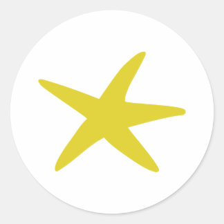 yellow starfish star classic round sticker