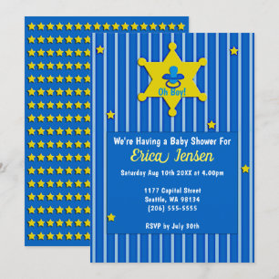 Yellow Stars and Pacifier Baby Boy Shower Invitation